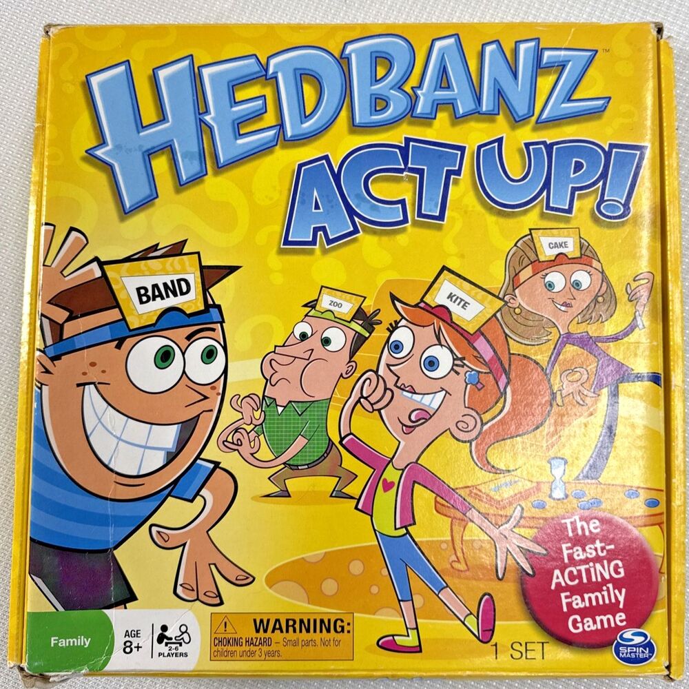 Hedbanz Act Up Fast Acting Family Game Head Bands Spin Master Complete Age 8+